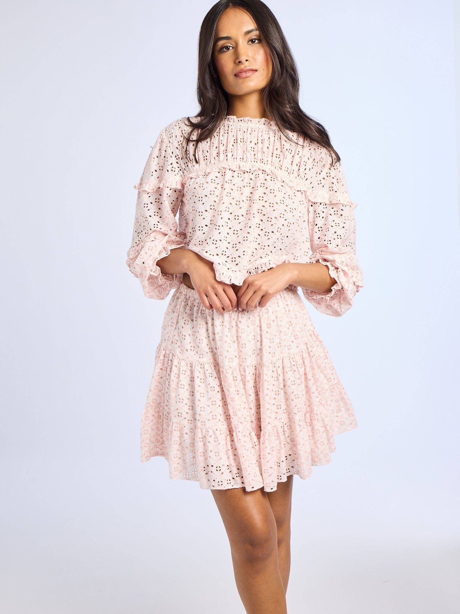 MILLE Clothing Tania Skirt in Rose Eyelet