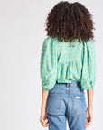 MILLE Clothing Thalia Top in Green & Blue Ikat