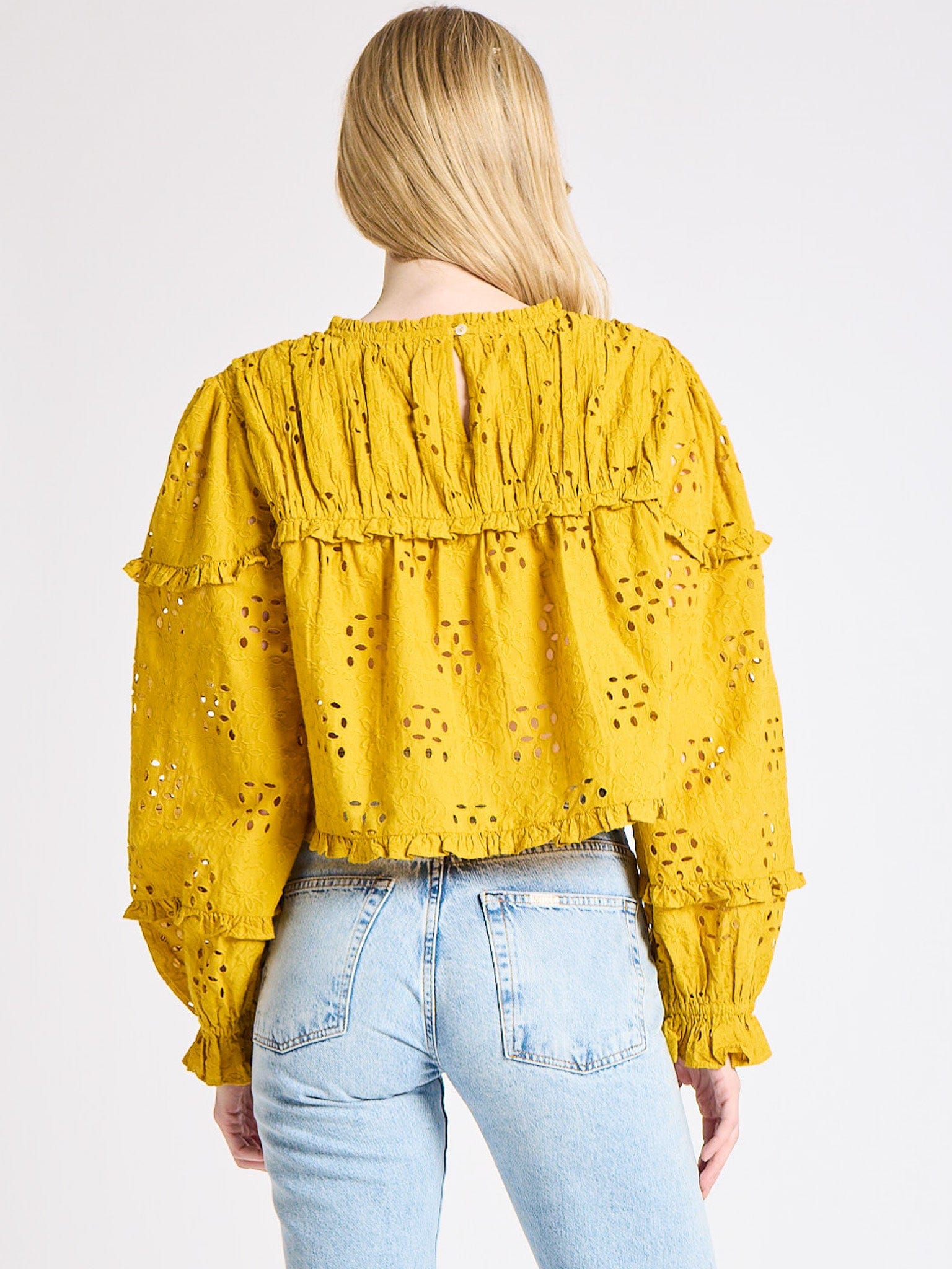 Thea Top in Marigold Eyelet – MILLE