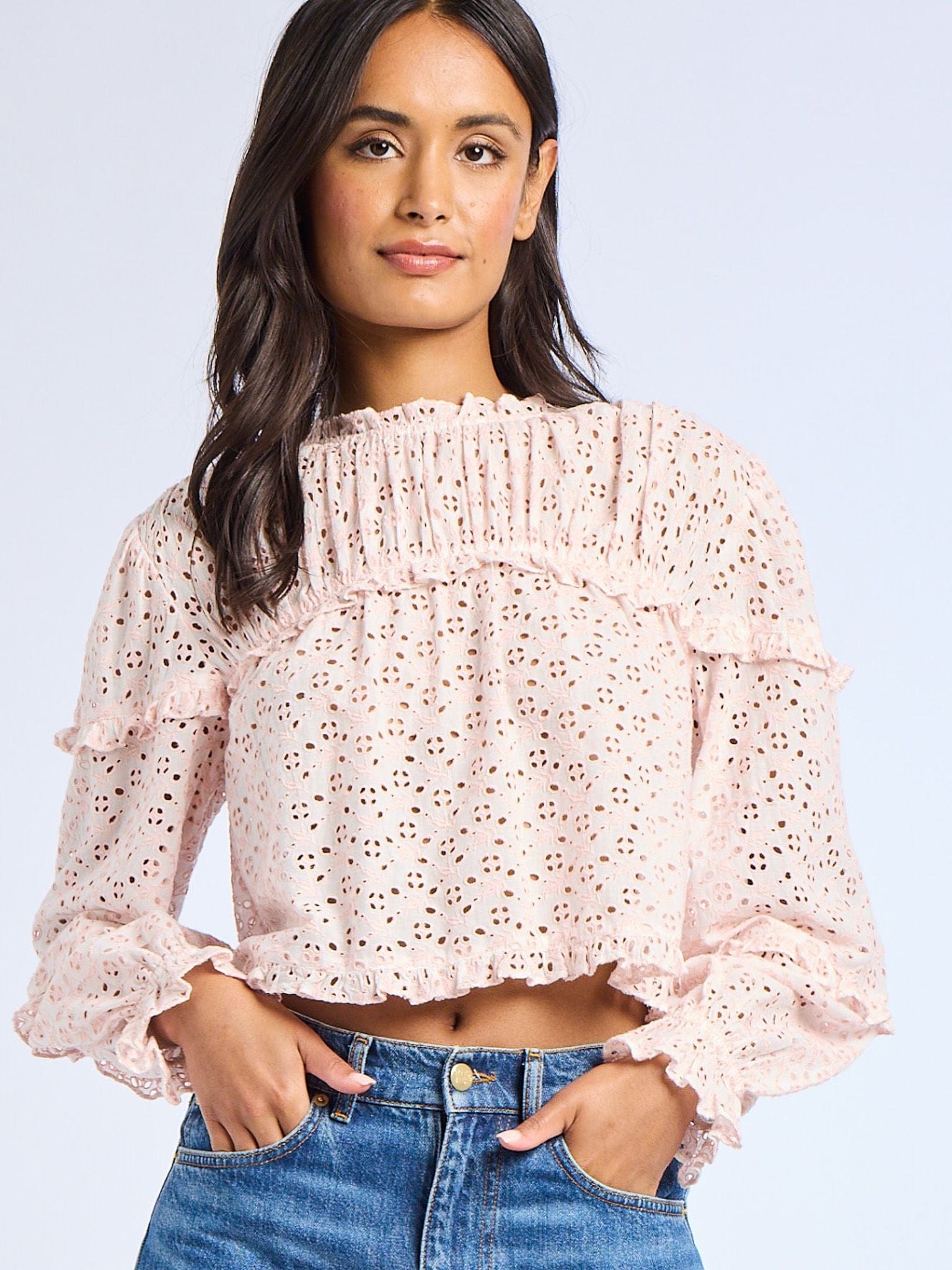MILLE Clothing Thea Top in Rose Eyelet