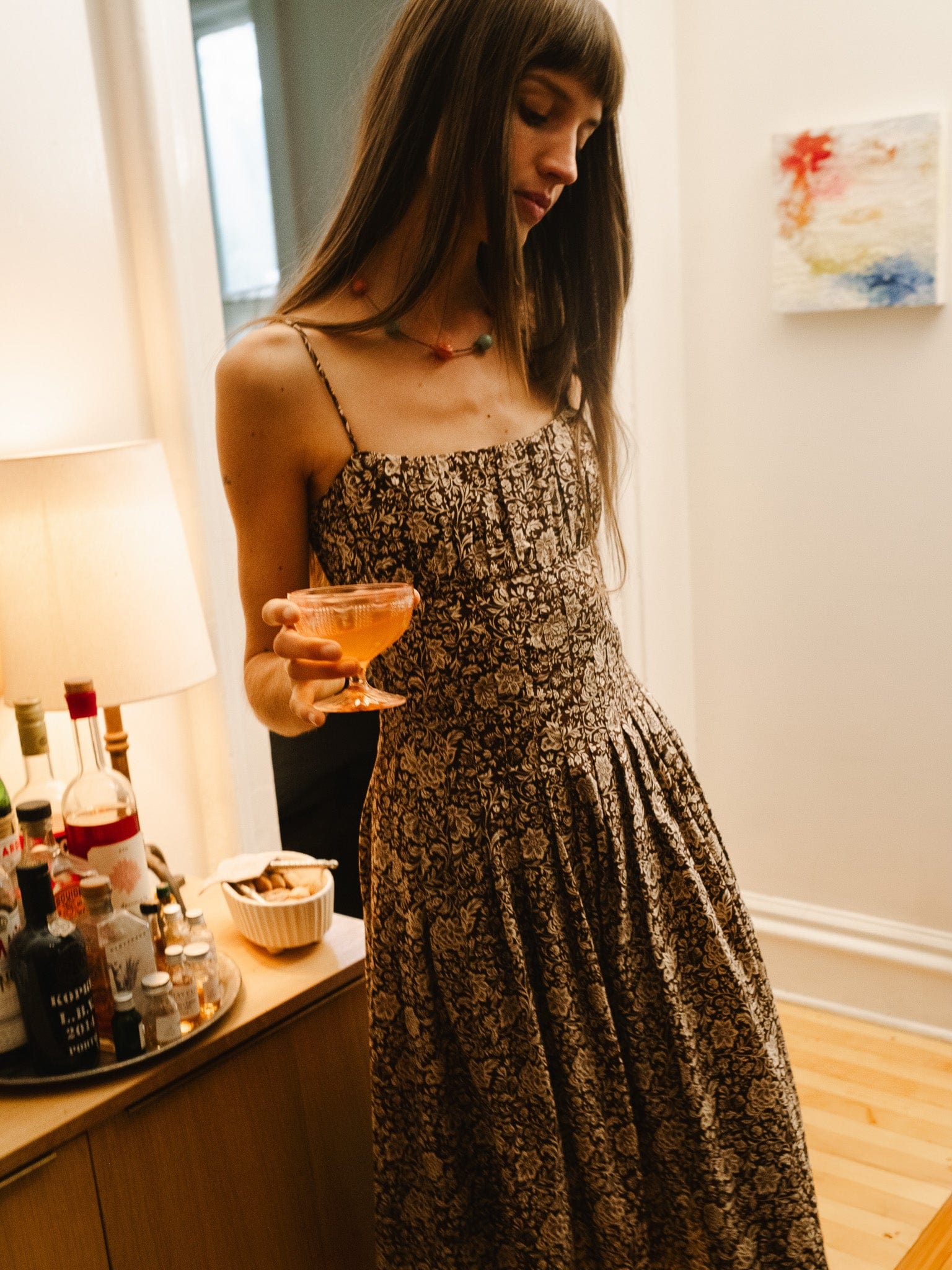 MILLE Tully Dress in Cocoa Floral L