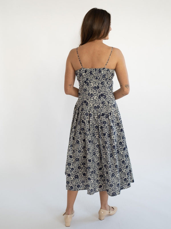 Tully Dress in Indigo Floral — view 9