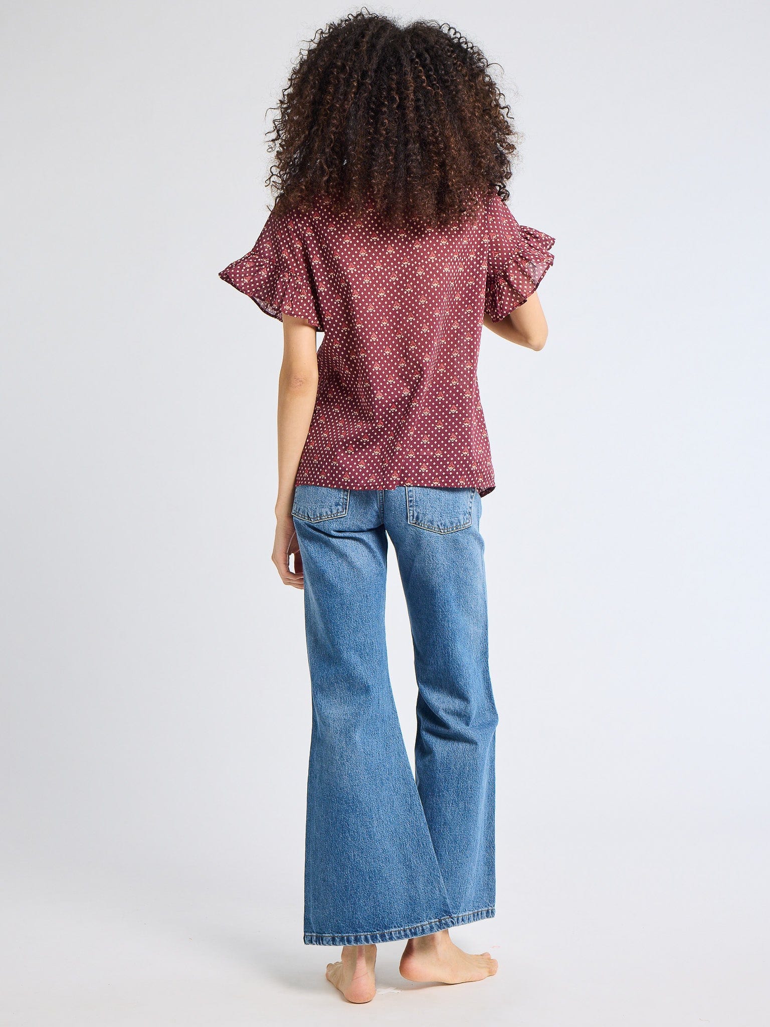 MILLE Clothing Vanessa Top in Burgundy Foulard