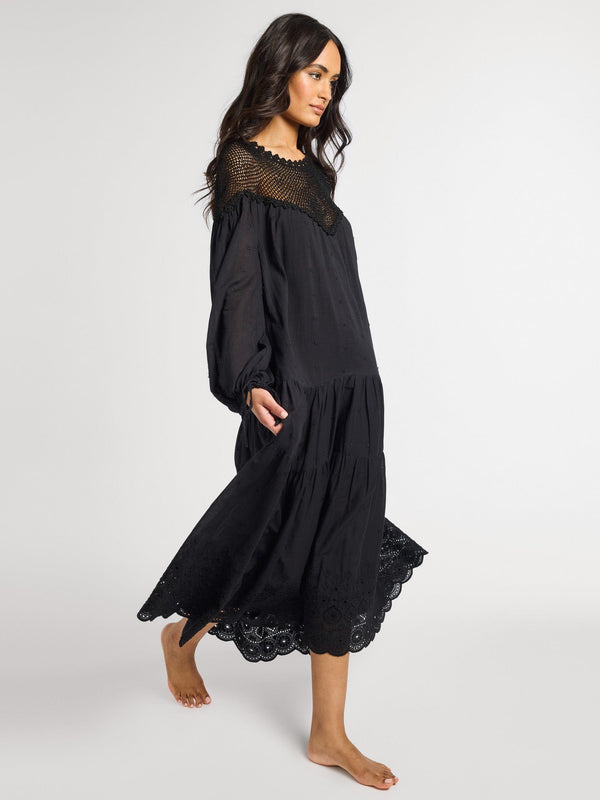 Vega Crochet Dress in Black — view 7