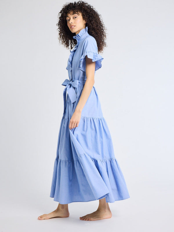 Victoria Dress in Blue Oxford — view 4