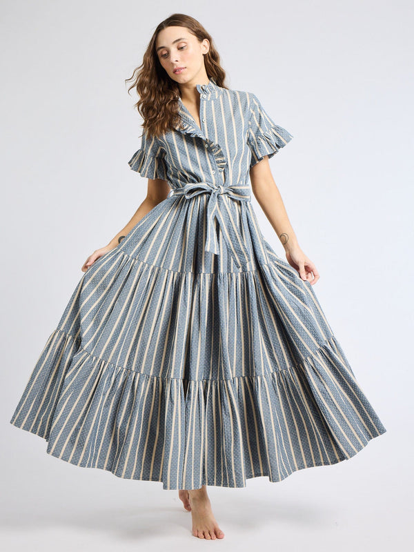 Victoria Dress in Chambray Stripe — view 3