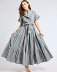 MILLE Clothing Victoria Dress in Chambray Stripe
