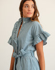 MILLE Clothing Victoria Dress in Forest Stripe