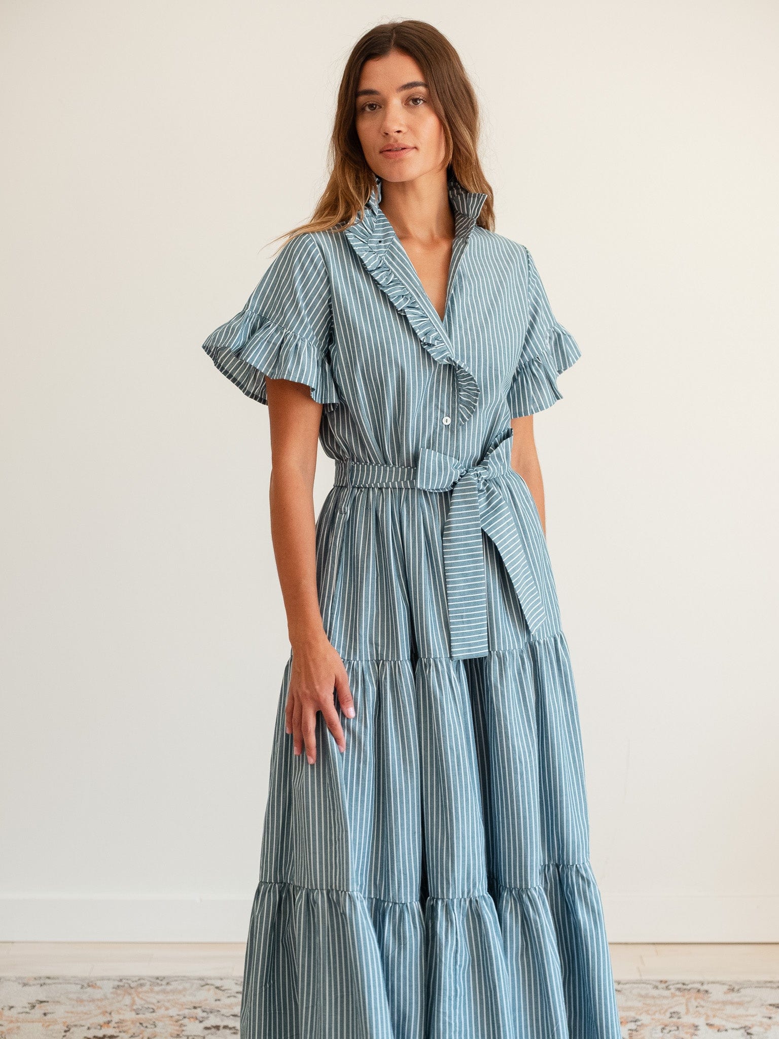 MILLE Clothing Victoria Dress in Forest Stripe