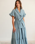 MILLE Clothing Victoria Dress in Forest Stripe
