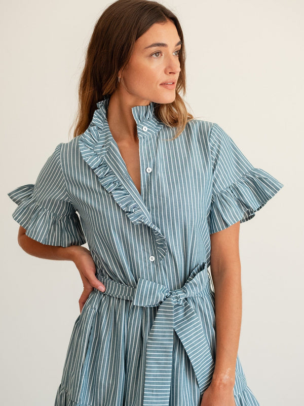 Victoria Dress in Forest Stripe — view 15
