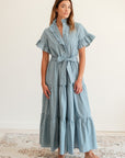 MILLE Clothing Victoria Dress in Forest Stripe