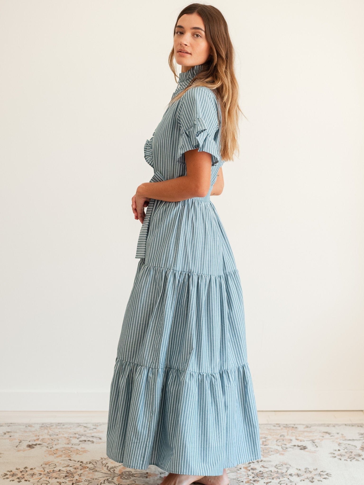 MILLE Clothing Victoria Dress in Forest Stripe