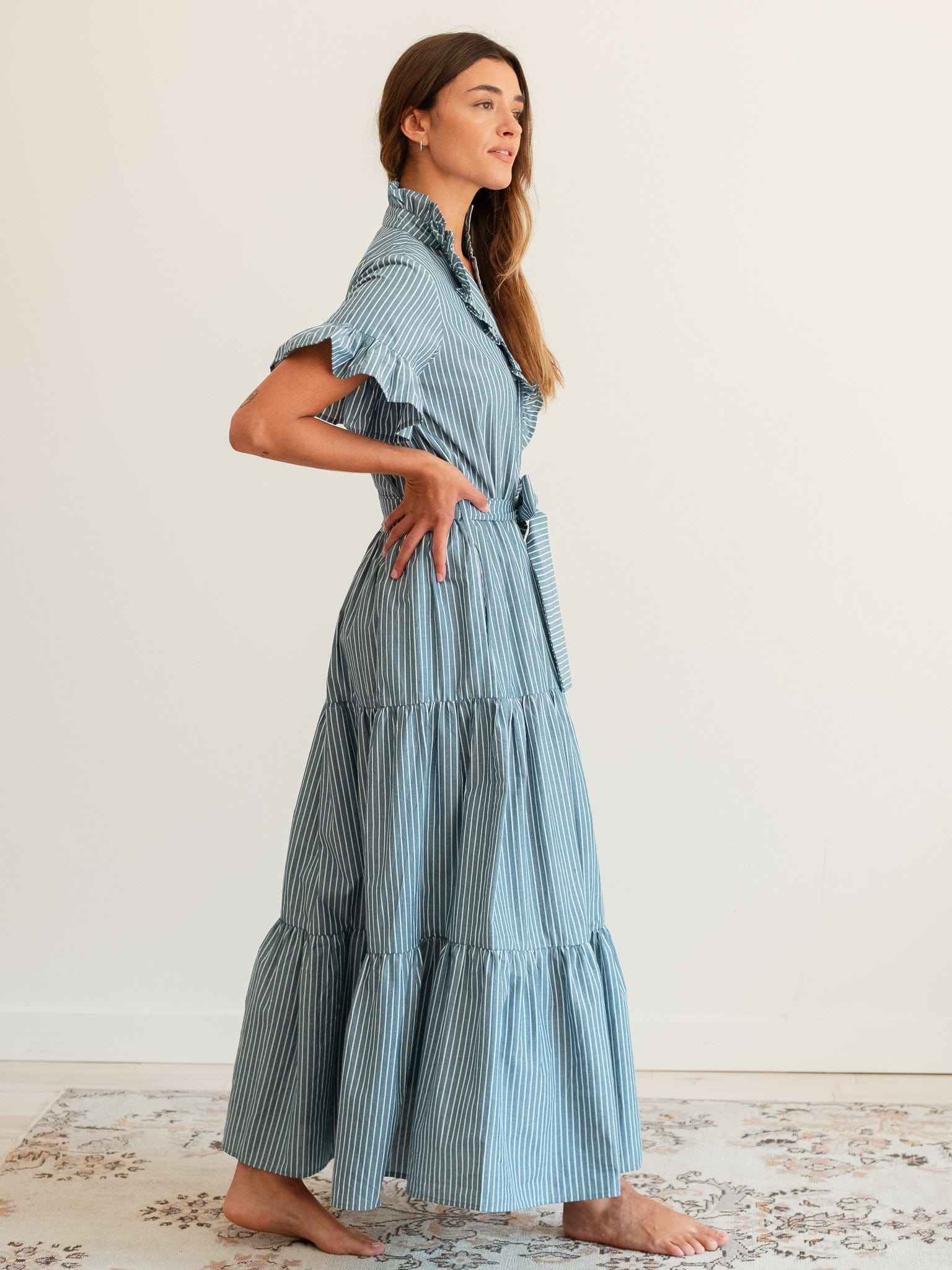 MILLE Clothing Victoria Dress in Forest Stripe