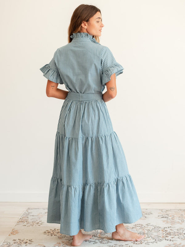 Victoria Dress in Forest Stripe — view 10