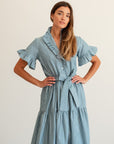 MILLE Clothing Victoria Dress in Forest Stripe