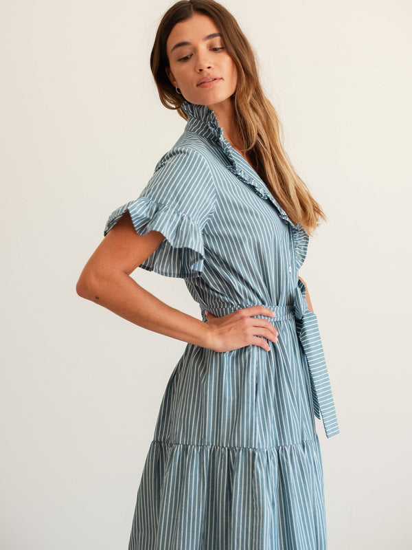 Victoria Dress in Forest Stripe — view 7