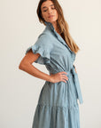 MILLE Clothing Victoria Dress in Forest Stripe