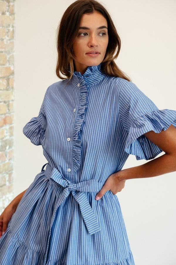 Victoria Dress in Harbor Stripe — view 4