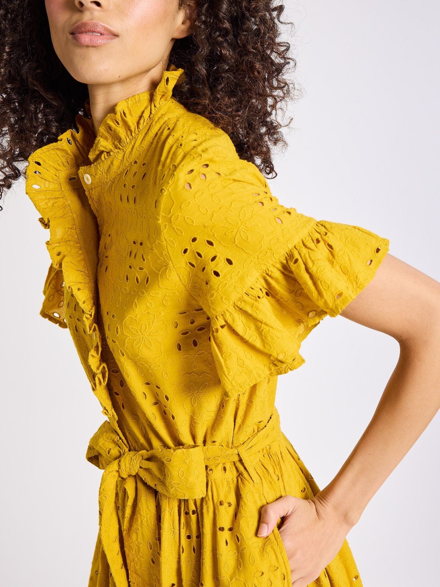 MILLE Clothing Victoria Dress in Marigold Eyelet