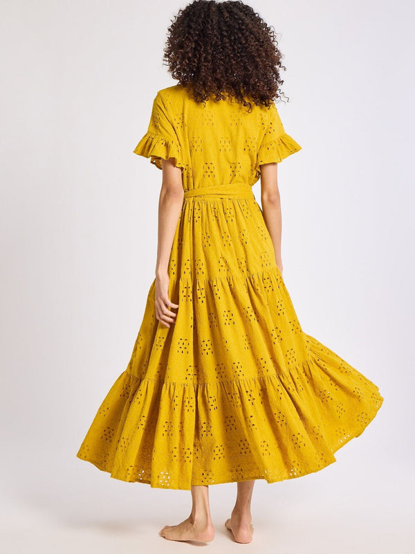 Victoria Dress in Marigold Eyelet — view 4