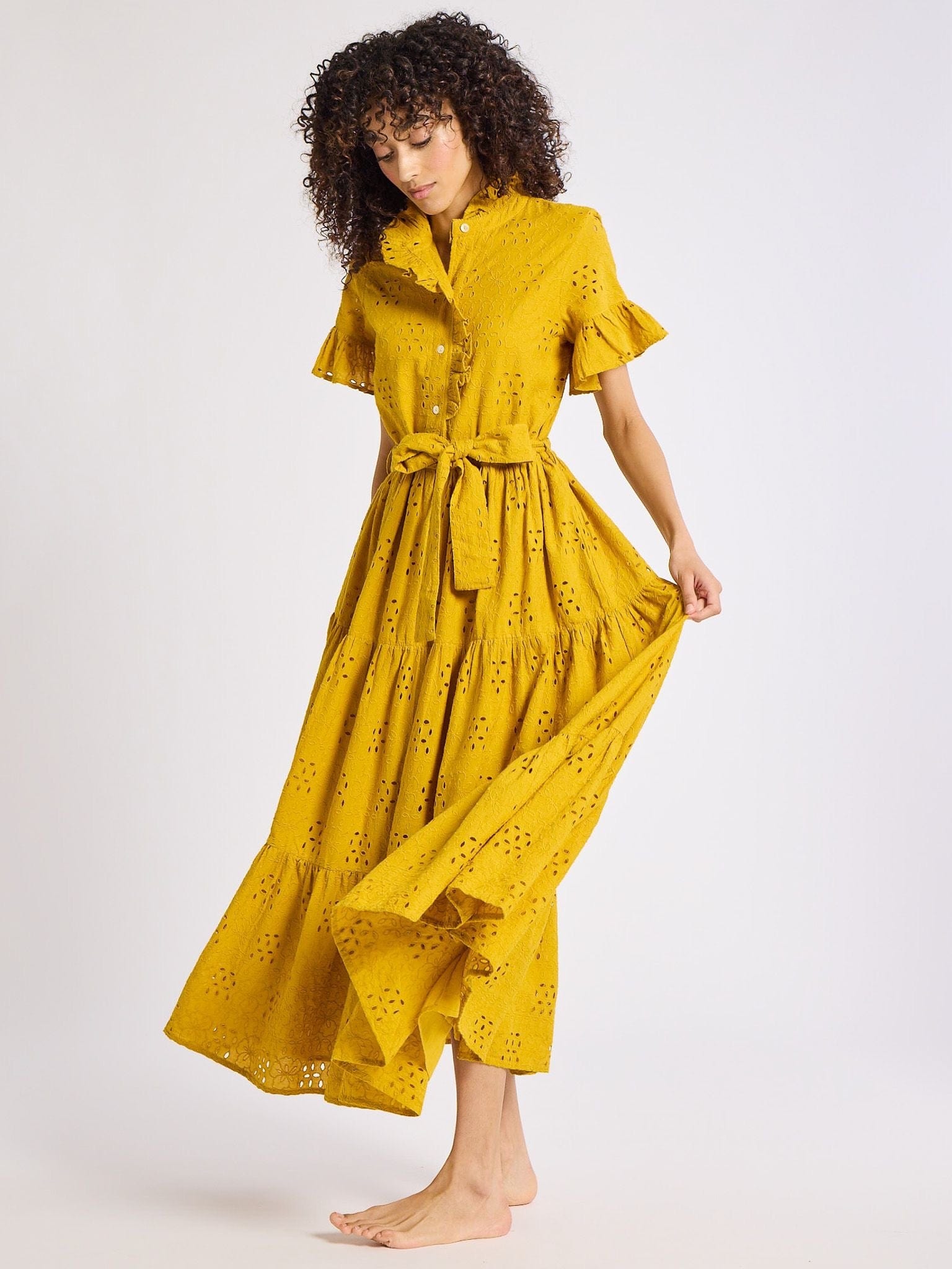 MILLE Clothing Victoria Dress in Marigold Eyelet