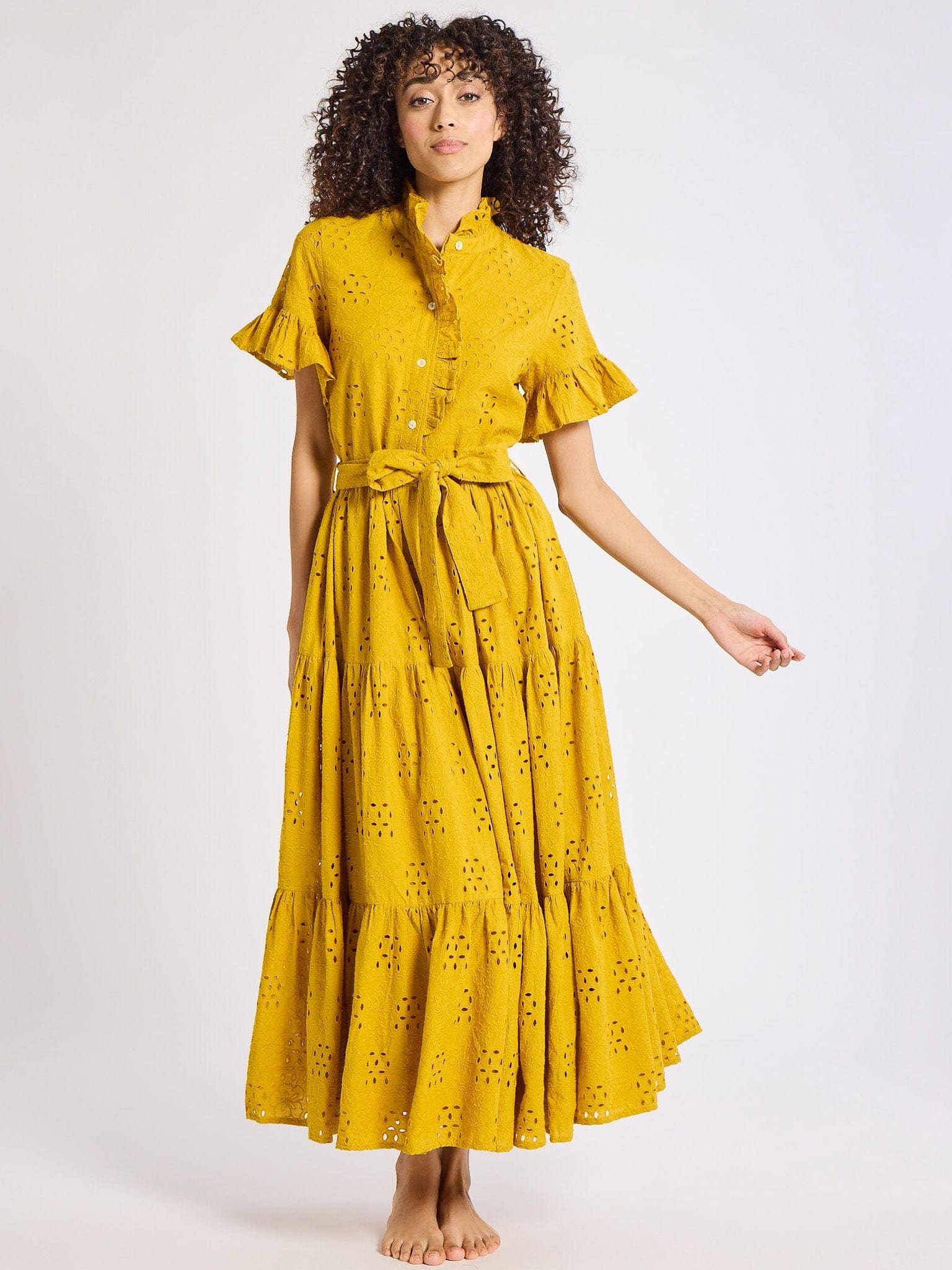 MILLE Clothing Victoria Dress in Marigold Eyelet