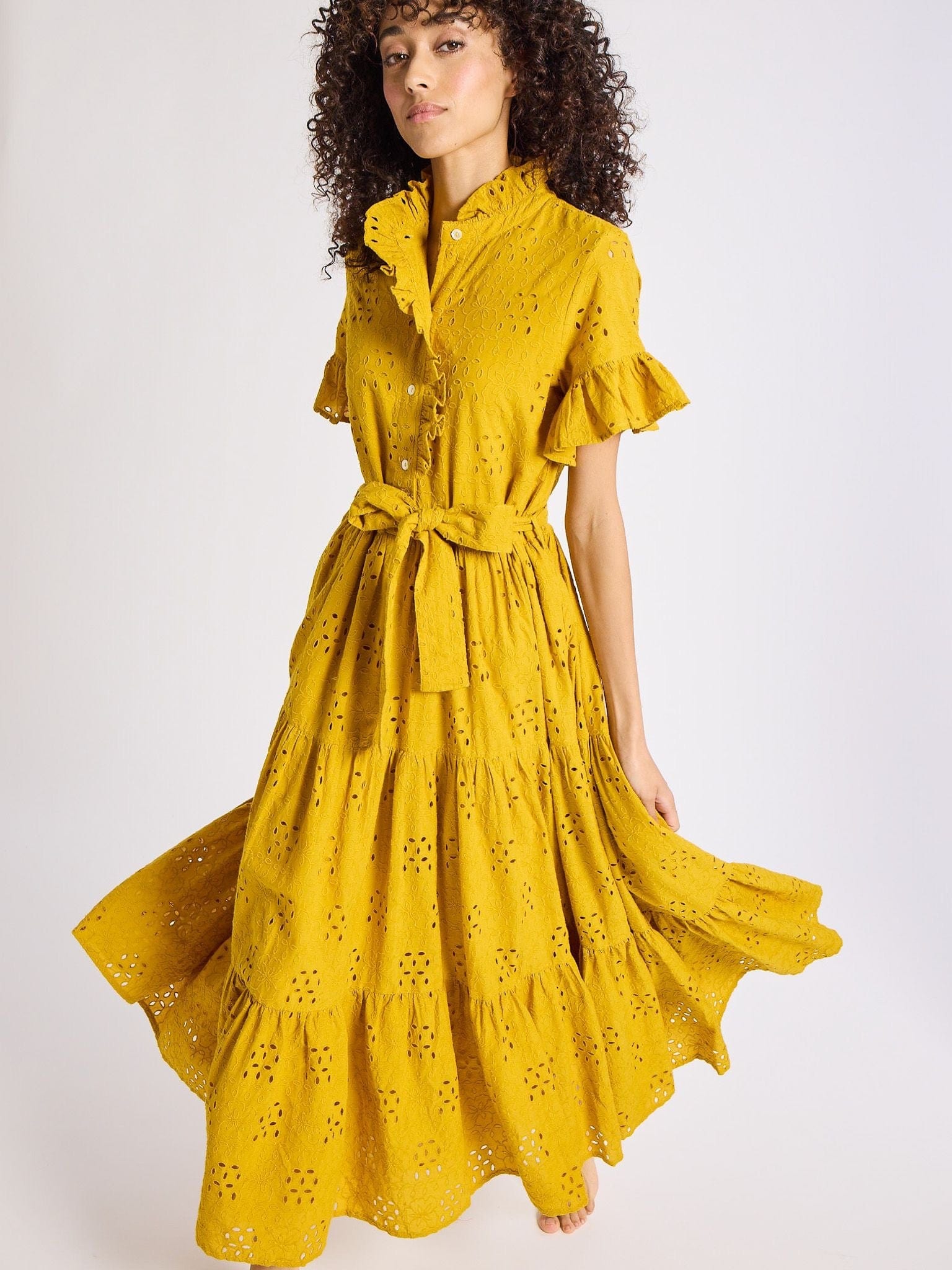 MILLE Clothing Victoria Dress in Marigold Eyelet