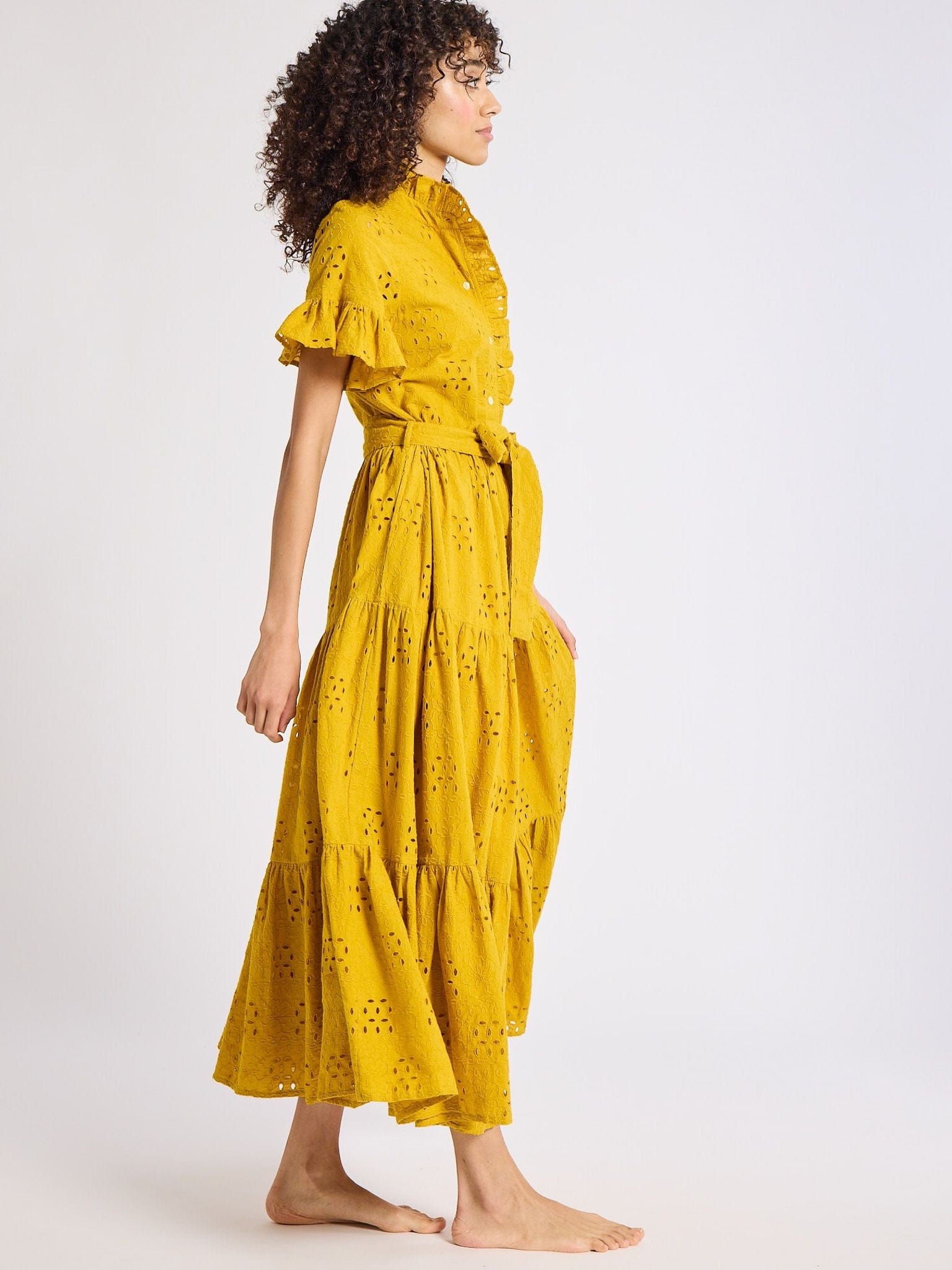 MILLE Clothing Victoria Dress in Marigold Eyelet