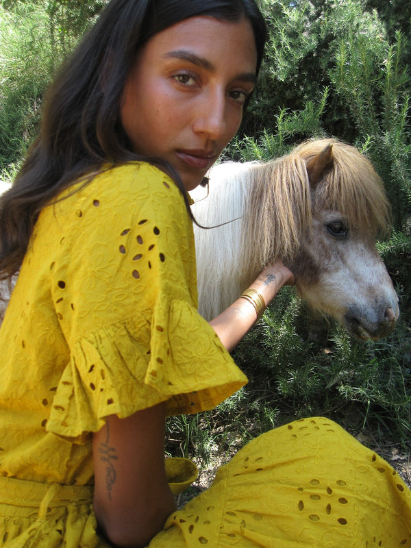 Victoria Dress in Marigold Eyelet — view 8