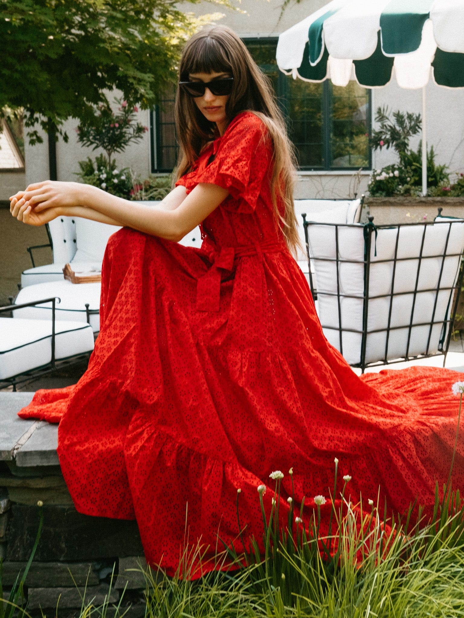 MILLE Victoria Dress in Scarlet Eyelet | MILLE Tiered Maxi Dress with Pockets XL MILLE Victoria Dress in Scarlet Eyelet | MILLE Tiered Maxi Dress with Pockets XL