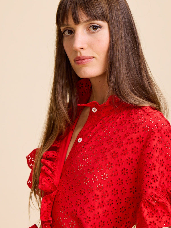 Victoria Dress in Scarlet Eyelet — view 9