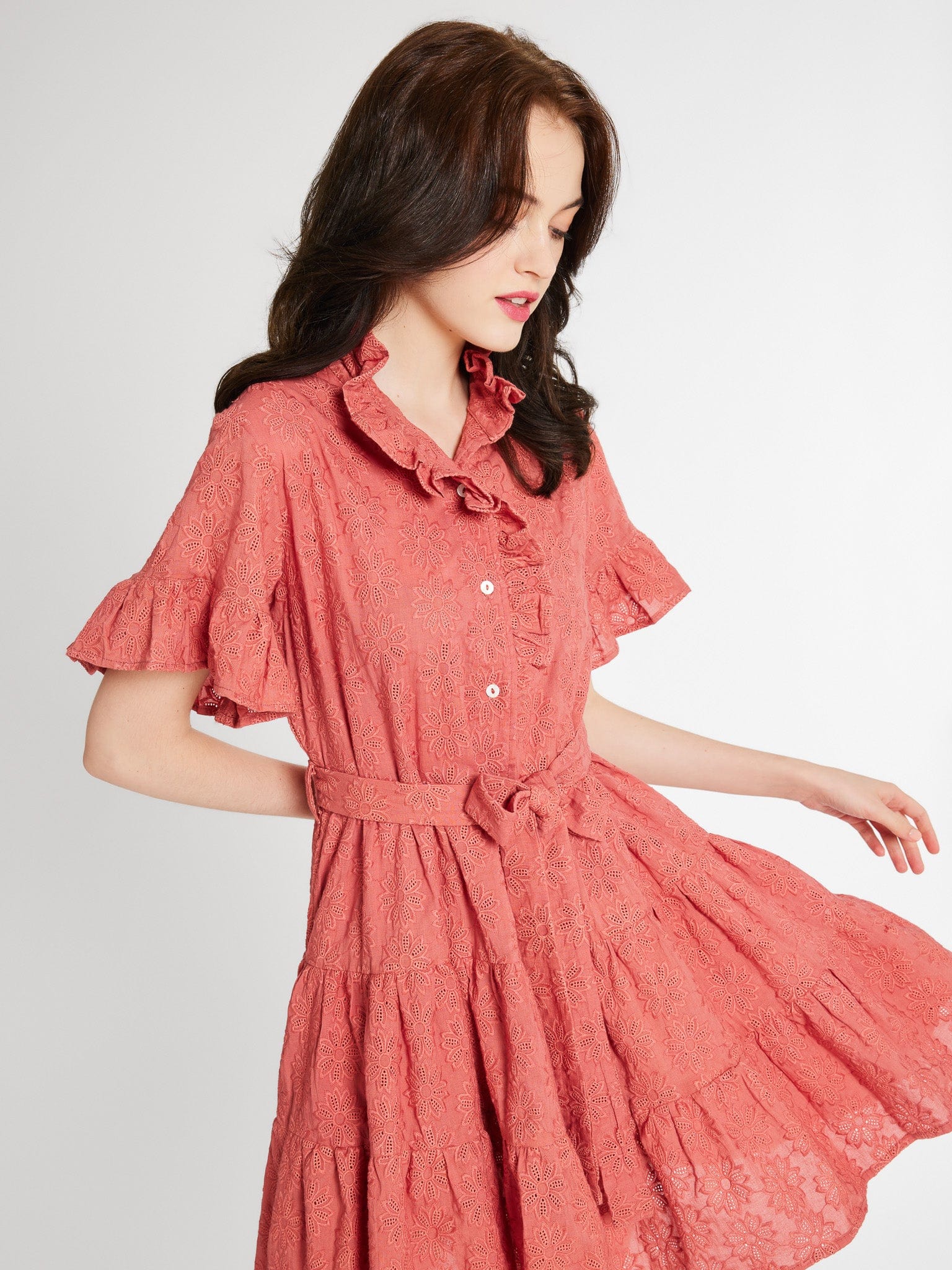 MILLE Clothing Violetta Dress in Rosewood Eyelet