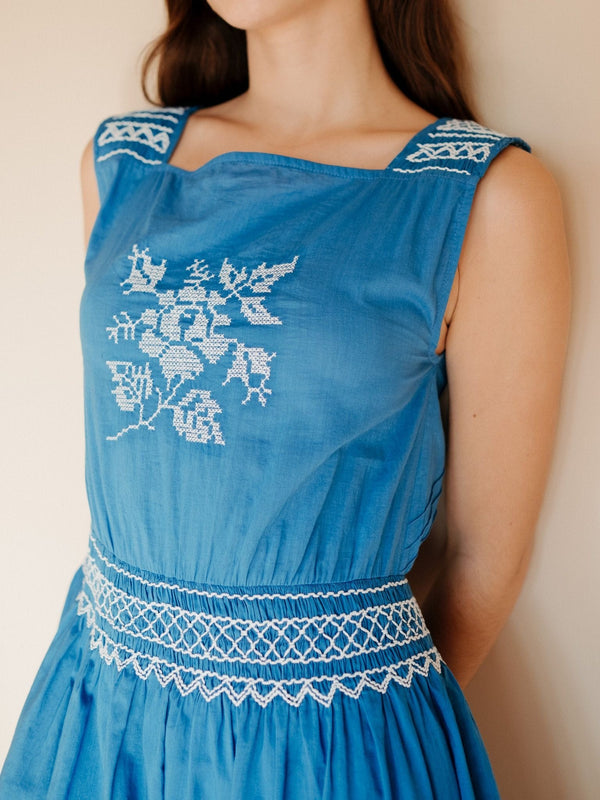 Vivi Dress in Cerulean Embroidery — view 6