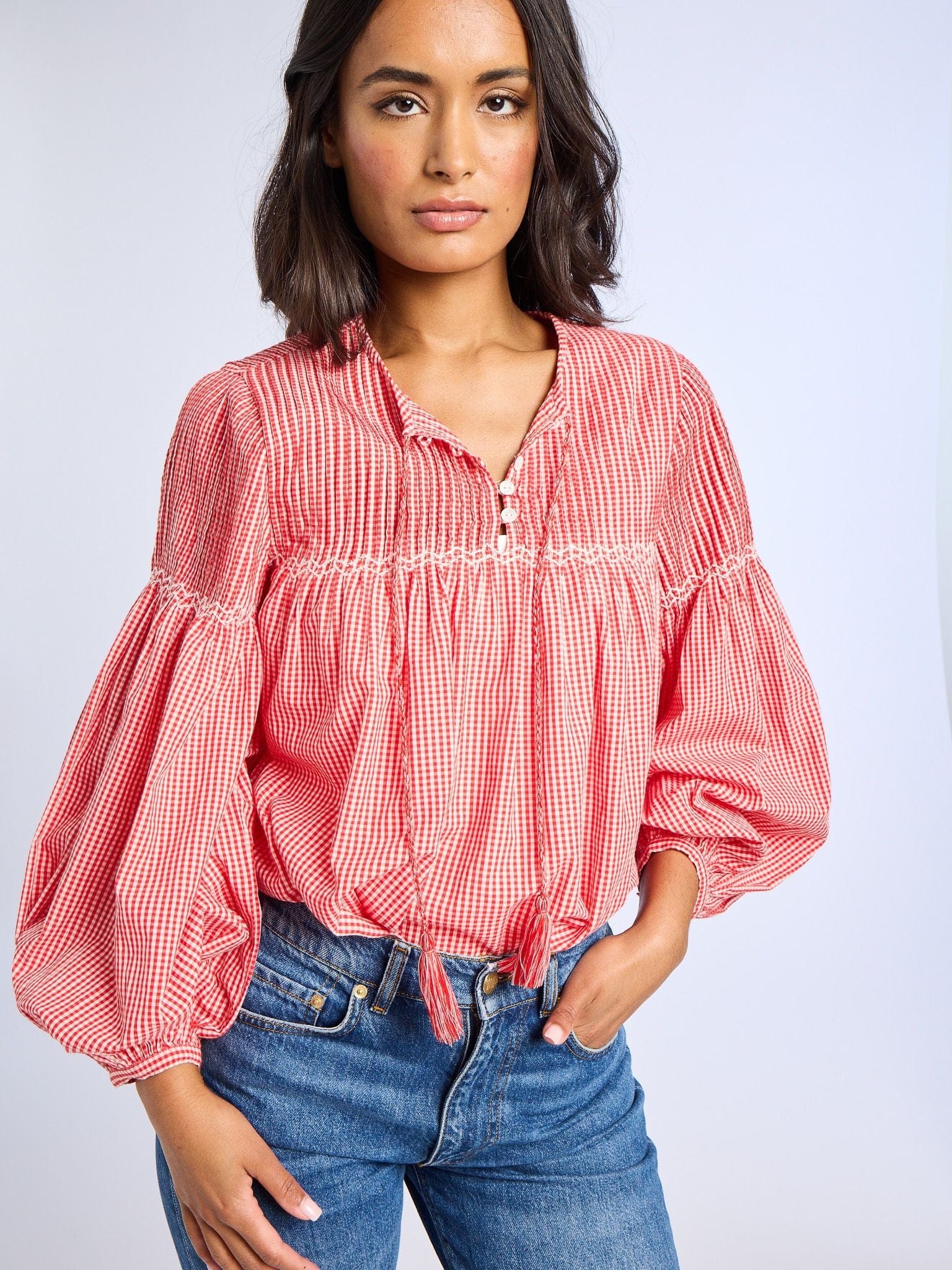 MILLE Clothing Vivienne Top in Red Gingham