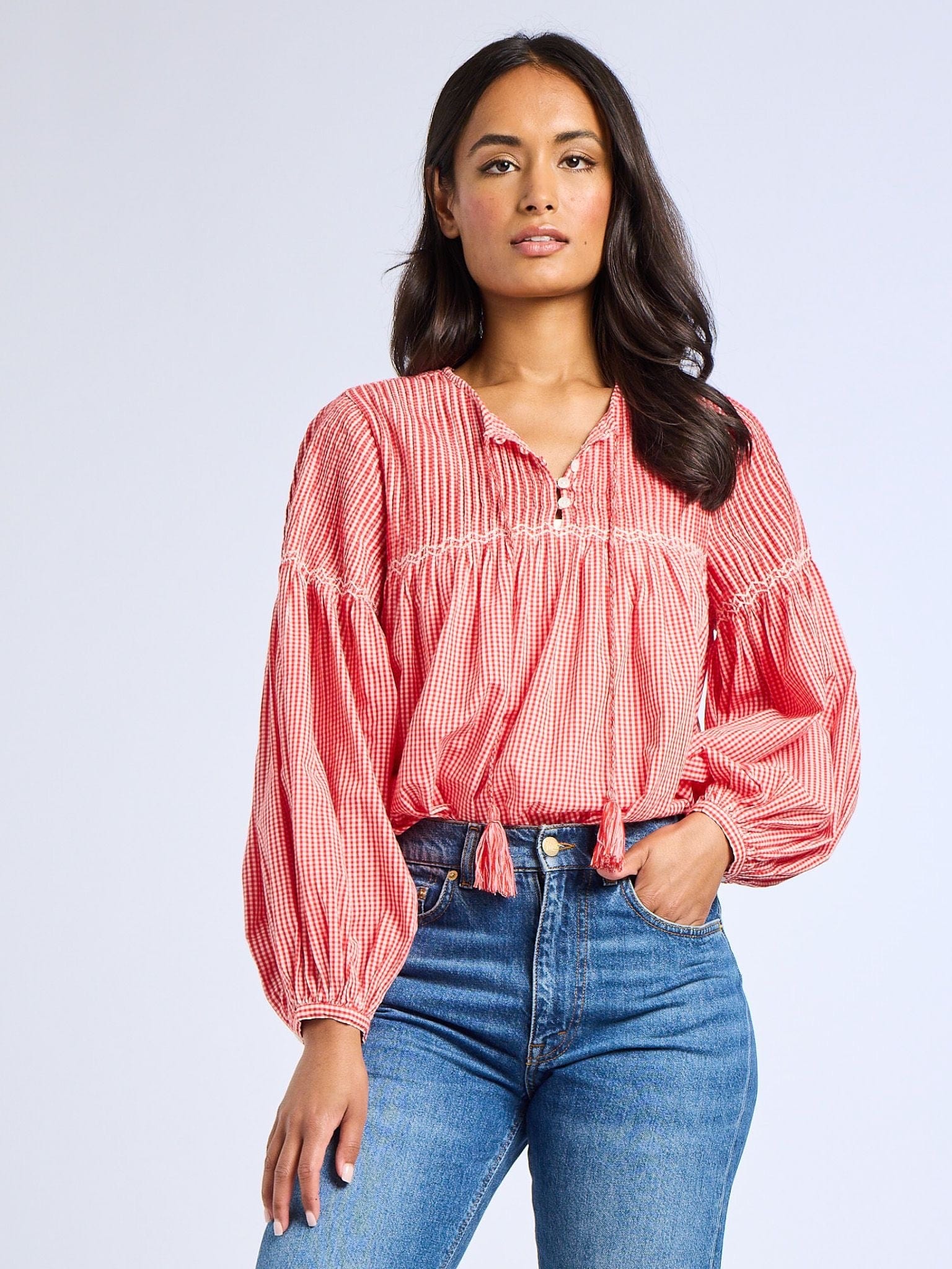 MILLE Clothing Vivienne Top in Red Gingham