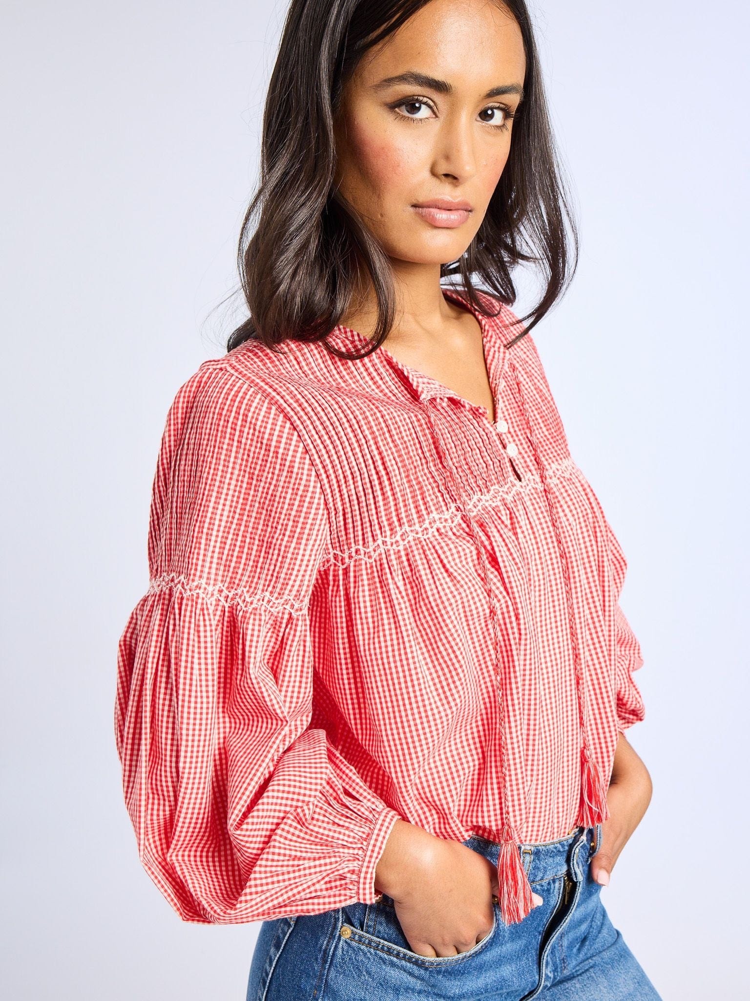 MILLE Clothing Vivienne Top in Red Gingham