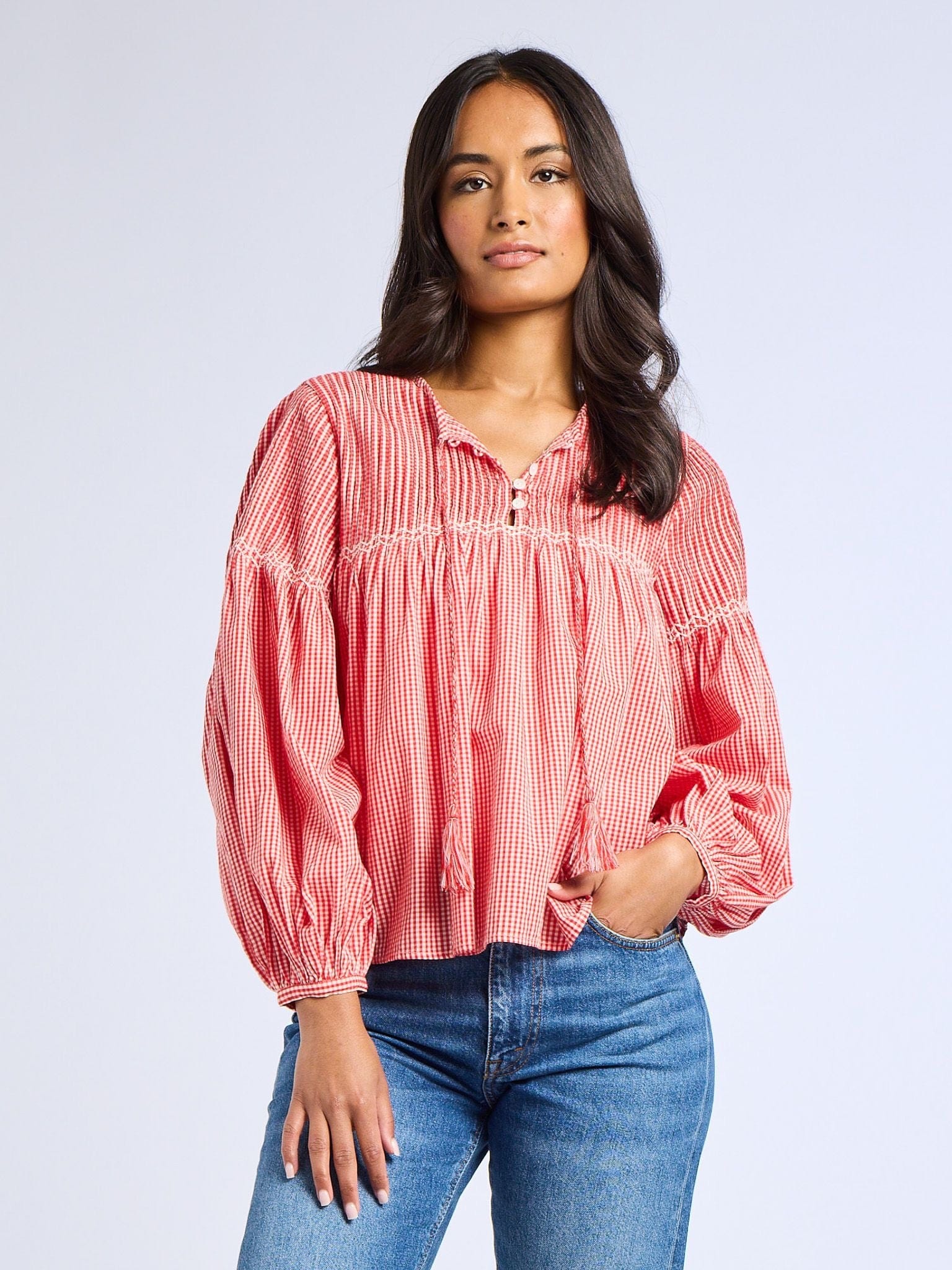 MILLE Clothing Vivienne Top in Red Gingham