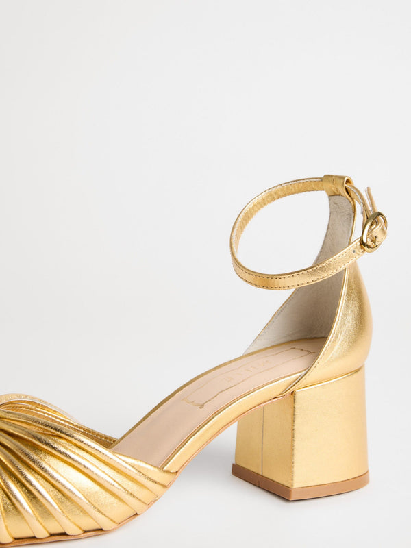 Zelda Block Heel in Gold — view 4