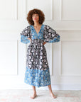 MILLE Clothing Adele Dress in French Blue Patchwork
