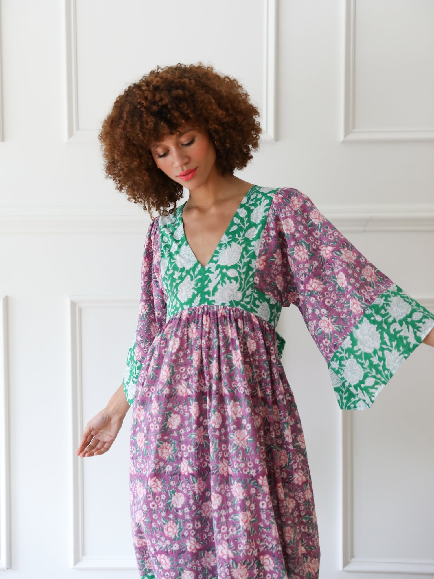 MILLE Clothing Adele Dress in Purple Rose Patchwork