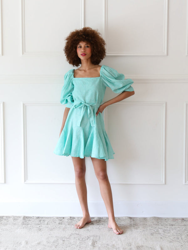 Anais Dress in Green Stripe — view 4