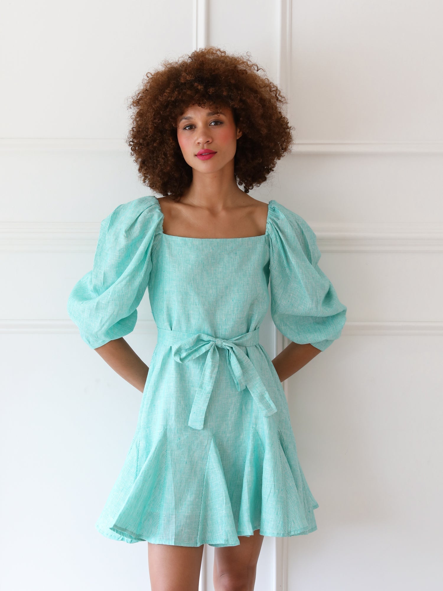 MILLE Clothing Anais Dress in Green Stripe