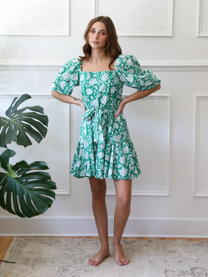 Anais Dress in Green Zinnia