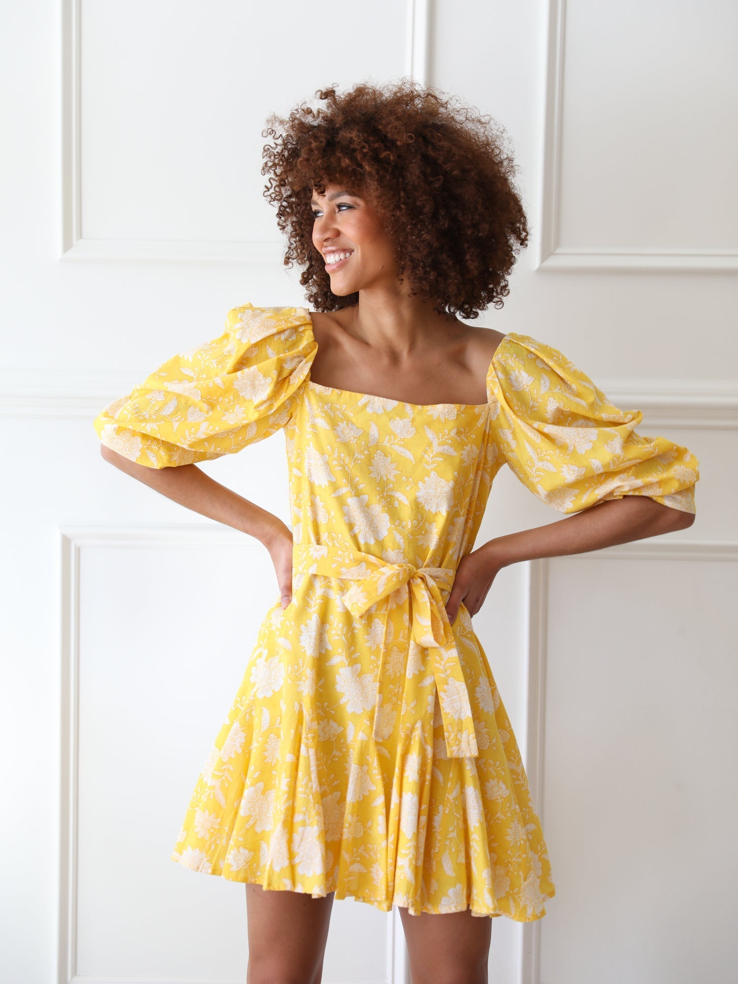 MILLE Clothing Anais Dress in Yellow Zinnia