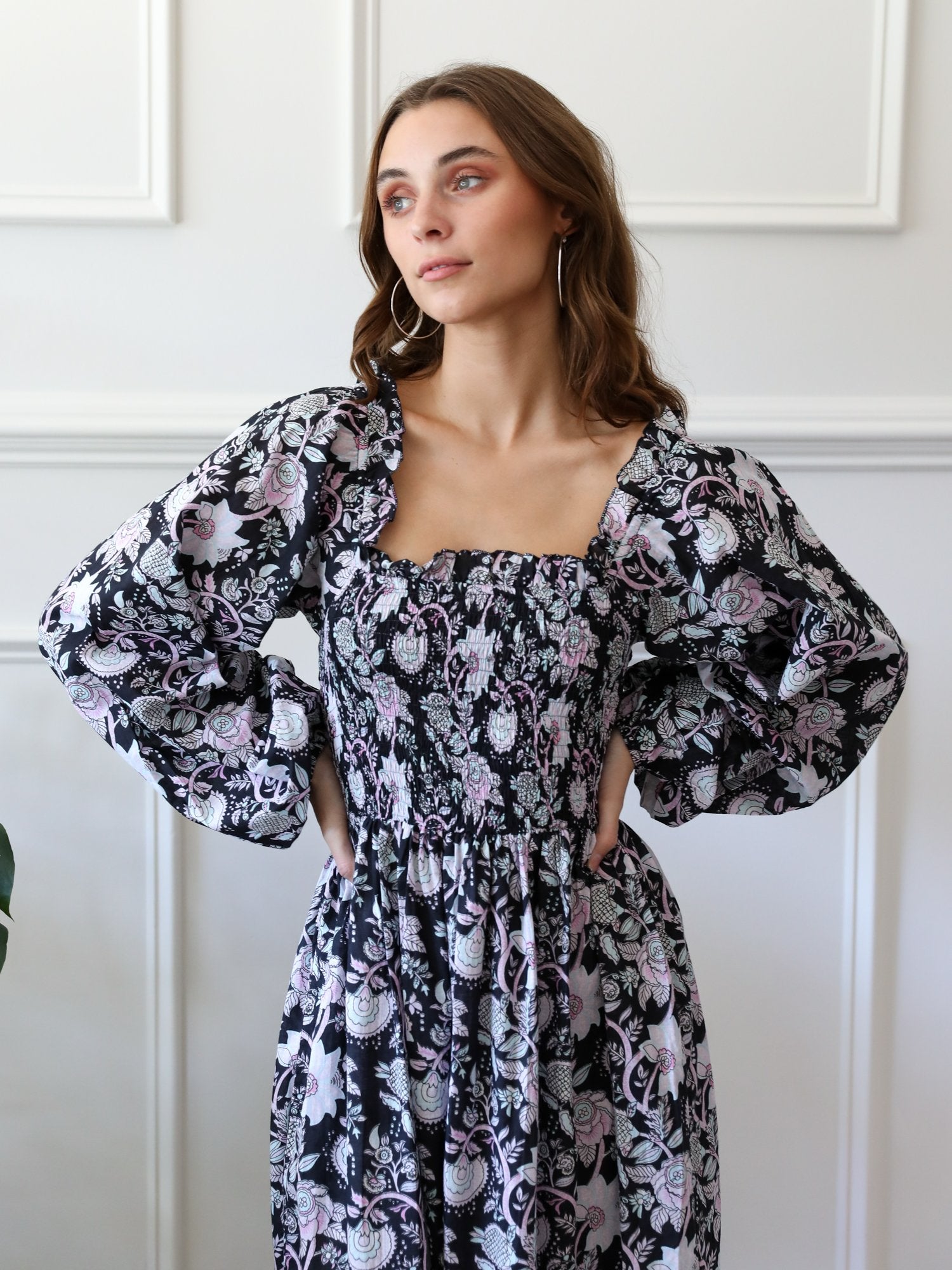 Catherine Dress in Tropical Night – MILLE