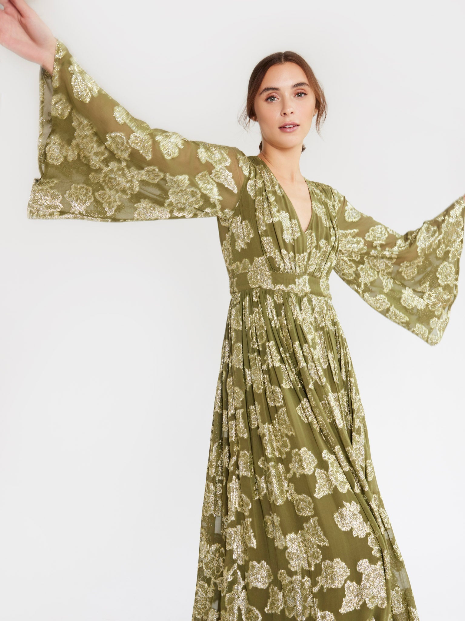 Leaf top wrap dress