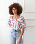 MILLE Clothing Evelyn Top in Pink Roses
