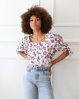 MILLE Clothing Evelyn Top in Pink Roses