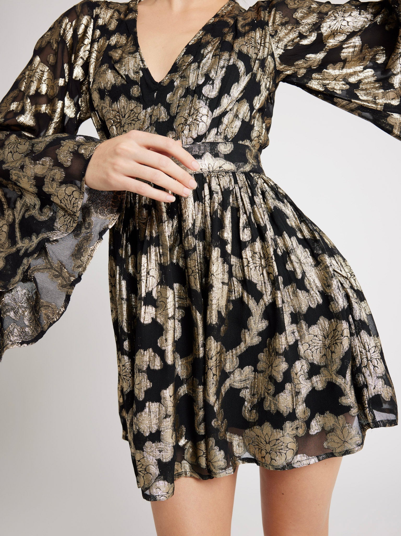 MILLE Clothing Goldie Dress in Metallic Jacquard